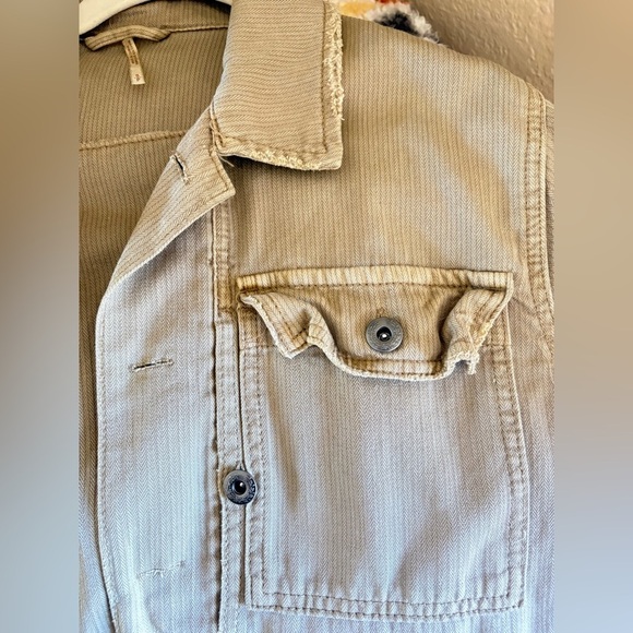 Free People Embellished Military Utility Jacket - Khaki Tan Like New Small - Picture 7 of 12